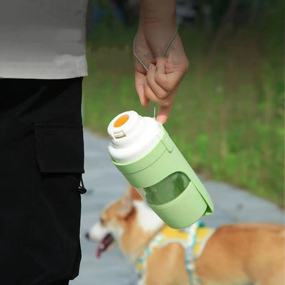 Tragbare Hunde- & Katzen Trinkflasche mit Futterbehälter – Reise Napf für Haustiere