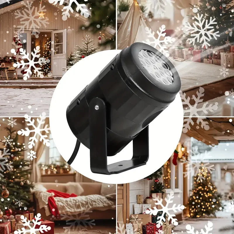 Schneeflocken-Projektorlicht – USB Drehendes Weihnachtslicht für Innen & Außen | Festliche Beleuchtung für Weihnachten & Partys