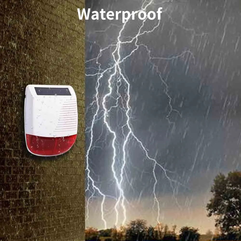 Staniot Drahtlose Solar-Außensirene – 110 dB Strobe Alarm, Wasserdicht, Kompatibel mit Tuya Smart Home & WiFi/GSM Alarmsystemen