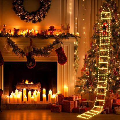 Kletternder Weihnachtsmann auf Leiter (3m) - Outdoor Deko