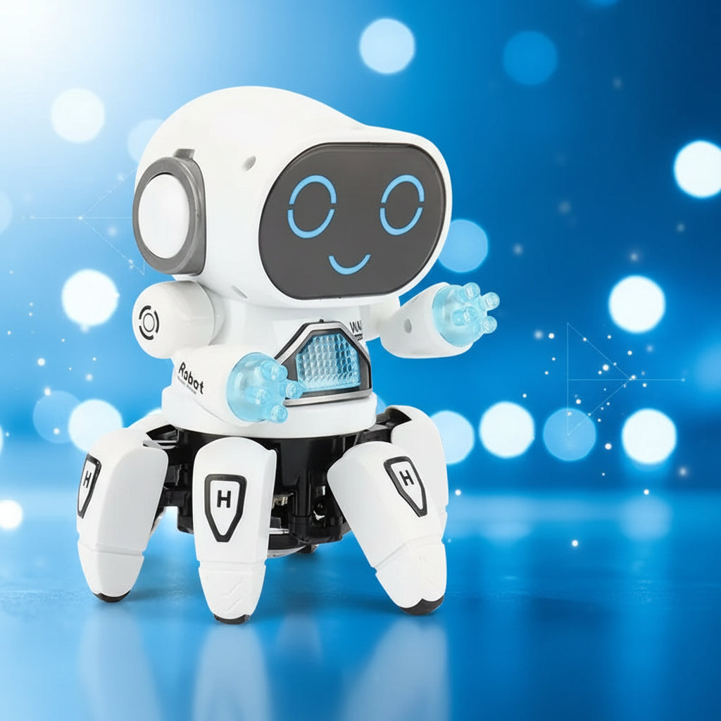 Tanzender Kinderroboter mit Musik, LED-Beleuchtung, 6 Krallen, Oktopus-Roboter, Geburtstagsgeschenk, Spielzeug für Kinder, frühkindliche Bildung, Babyspielzeug für Jungen und Mädchen