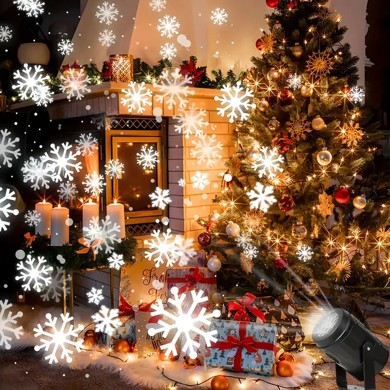 Schneeflocken-Projektorlicht – USB Drehendes Weihnachtslicht für Innen & Außen | Festliche Beleuchtung für Weihnachten & Partys